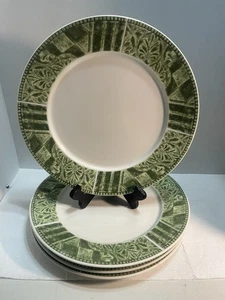4–Margaux 8834 Saucers 10 3/8 Dinner Plates Sango Stoneware Green. 2612 - Picture 1 of 8