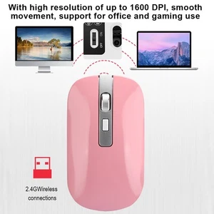 2.4G Wireless Mouse Ergonomic 1600 DPI High Resolution USB Charging Computer Hot - Picture 1 of 12