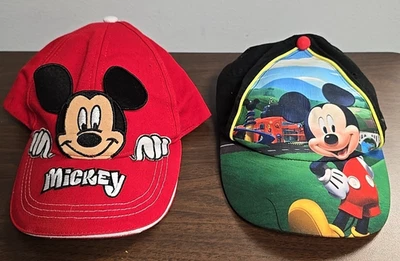 Lot of 2 Disney Mickey Mouse Cap Children's Adjustable Hook & Latch Collectible - Image 1 of 4