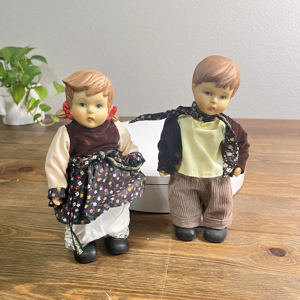 Vintage Hand Painted Bisque Porcelain Alpine Girl and Boy Doll - Image 1 of 4