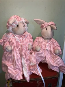 Vintage Kaninchen entzückendes Stoff Nachthemd Hasen 17 Zoll Weihnachtsdeko - Bild 1 von 4