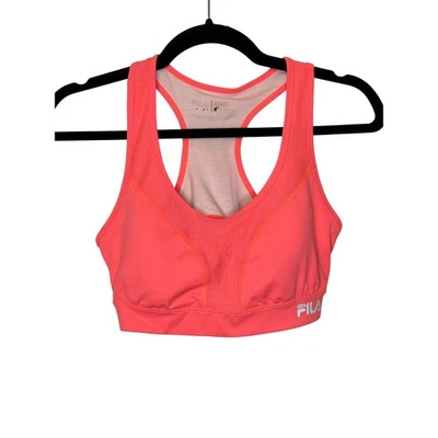 Sujetador deportivo FILA mediano rosa coral espalda deportiva acolchado ropa deportiva entrenamiento gimnasio Foto 1 de 4