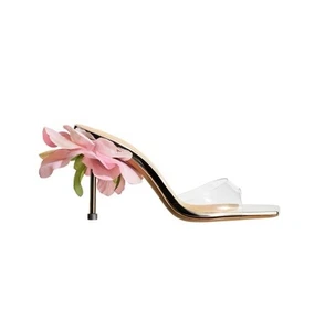 H&M MAGDA BUTRYM ROSA MULAS APLICADAS TALLA 5UK - Imagen 1 de 4