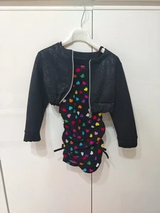 Vestito Abito Bambina Più Giubbotto Nero Corto Shein 4 Anni - Foto 1 di 11