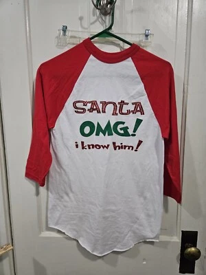 OMG It's SANTA! 3/4 Sleeve Baseball T Shirt Size Small - Image 1 of 4