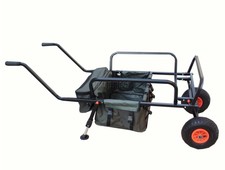 Fishing Trolley 2 Pneumatic Wheel Folding Barrow Cart with Bag Adjustable Legs