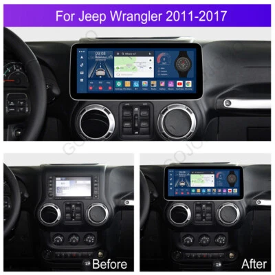 12.3" 64GB Android 13 Car GPS Carplay Radio Stereo For Jeep Wrangler 2011-2017 - Image 1 of 4