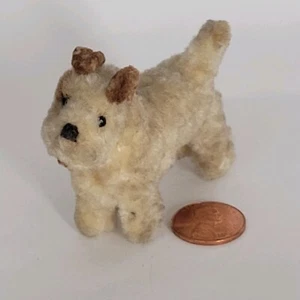 Antik 1920er Jahre Pfeifenreiniger Miniatur Hundefigur WEISS BRAUN FLAUSCHIGES Puppenhaus - Bild 1 von 24