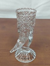 Vintage FENTON Daisy & Button Art Glass Cornucopia Horn Plenty Posey HAND VASE