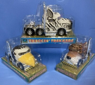 TRUCKIN' TREKKERS Zebra Tiger Eagle CAR TOY Collectible FRICTION RACER Push & Go - Image 1 of 3