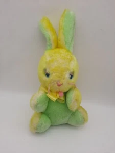 Vintage Happiness Aid Well Made Bunny Hase Plüsch 1985 gelb grün Regenbogen Augenlid - Bild 1 von 10