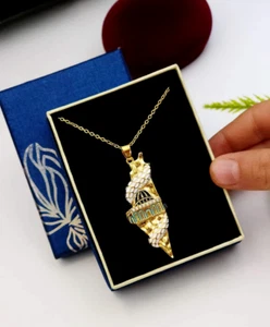 Palästina Karte Gold Halskette Flagge Felsendom Anhänger Kette SCHMUCK Geschenk - Bild 1 von 1