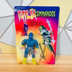 Vintage Ninja Commandos Blue Knock Off Bootleg Actionfigur kartoniert 1980er KO - Bild 1 von 10