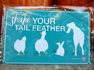 Letrero de gallinero de metal sacude tu cola pluma pollo pato cabra conejo purina promoción - Imagen 1 de 2
