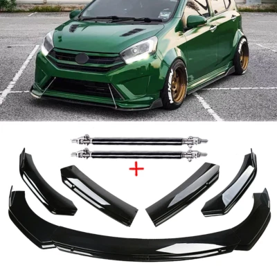 Front Bumper Lip Body Kit Spoiler Splitter For Toyota Yaris 2005-23 Glossy Black Foto 1 de 4