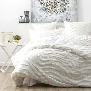 Wave Quilt Cover Tufted Cotton Chenille Set White - Picture 1 of 3