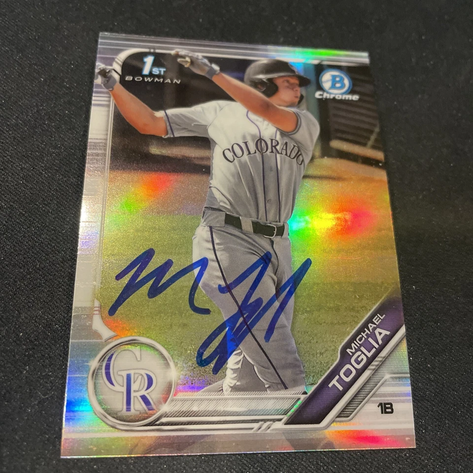 Michael Toglia Rockies Auto Signed 2019 1st Bowman Chrome Refractor BDC-64 - Image 1 of 2
