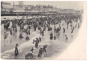 The BATHING HOUR Atlantic City NJ Postcard B&W Black White UB Undivided Back - Picture 1 of 2
