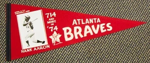 1974 Hank Aaron 714 Home Run Photo Pennant Cincinnati Reds Atlanta Braves - Picture 1 of 3