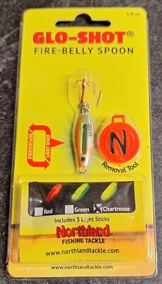 Northland GLO-SHOT FIRE BELLY SPOON Super Glo CHUB GSFB3-24 1/8 oz Pesca Foto 1 de 4