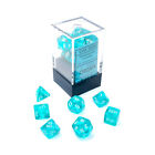Chessex Mini Dice Mini Poly Set - Translucent Teal w/White (7) (2nd Ed) New