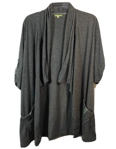 Cárdigan para mujer Gianni Bini tejido abierto gris calce relajado bolsillos talla mediana - Imagen 1 de 11