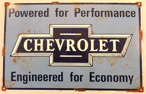 Chevy Händler schweres Porzellan/Metall Bar Wandschild groß Chevrolet - Bild 1 von 2