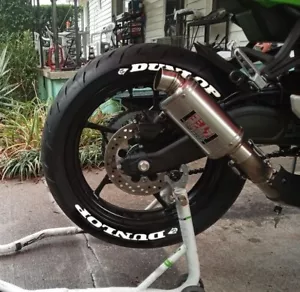 Tire Lettering Fits Dunlop Tyre Decal Stickers MOTORCYCLE SET 0.75"FAST SHİP Whi - Picture 1 of 4