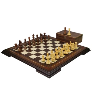 Walnut Chess Set 20 Inch with Helena Chess Board and Weighted Sheesham Fierce Kn - Picture 1 of 11