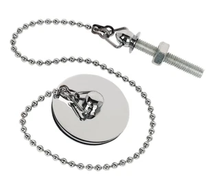 Bathroom Basin Sink Replacement Plug, Chain & Stay Bolt Chrome 11" Long Chain - Picture 1 of 9