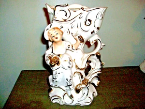 VINTAGE TILSO PORZELLAN VASE MIT MÄDCHEN UND GOLDRAND - Bild 1 von 1
