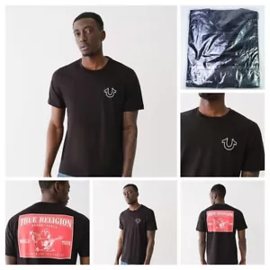 True Religion T-Shirt - Men's 2XL -Black White Red - Buddha Jeans Puff Logo -NWT - Picture 1 of 9