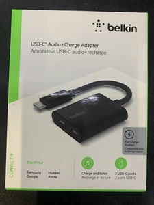 Adapter ładowania Belkin USB-C Audio + Charge, F7U081btBLK, czarny oryginalne opakowanie + nowy - Zdjęcie 1 z 2