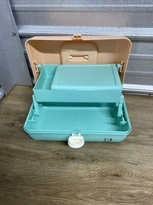 Caboodles Makeup Case Peach Mint Sea Foam Organizer Mirror 5626 On the Go Girl - Picture 1 of 10