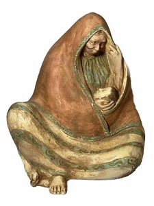 Scultura vintage nativi americani madre e bambino indigeni "J Vera '89" ~9,5"H x 9"W - Foto 1 di 14