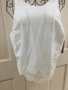 Neu mit Etikett 5/48 Saks feine Baumwolle Tank Cami cremeweiß bestickt Gr. M - Bild 1 von 7