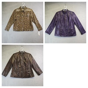 Elementz Womens Jacket Plus Size 1x Lot of 3 Brown Business Casual Animal Print - Picture 1 of 20