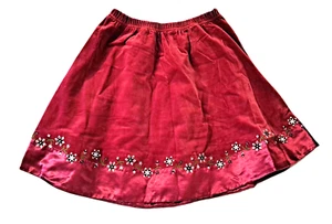 Girls HANNA ANDERSSON burgundy red velvet skirt 140 10 embroidered Christmas - Picture 1 of 5