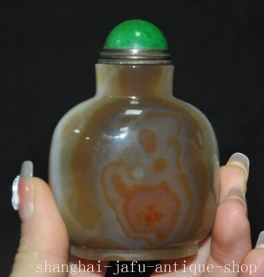 Botella de tabaco estatua tallada de ágata antigua china de colección antigua de 3" Foto 1 de 4