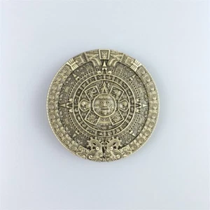Vintage Bronze Plated Aztec Calendar Belt Buckle - Picture 1 of 6