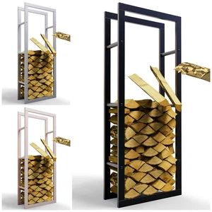Kaminholzregal innen Metall Brennholz Regal außen Stapelhilfe verzinkt Holzlege - Imagen 1 de 10