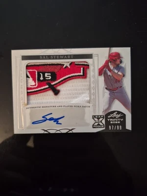 2022 Leaf Trinity Sal Stewart Rookie Silver Auto Patch RC 97/99 Cincinnati Reds  - Image 1 of 2
