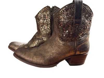 Botines Frye Deborah de cuero envejecido dorado con tachuelas para mujer talla 9 Foto 1 de 4