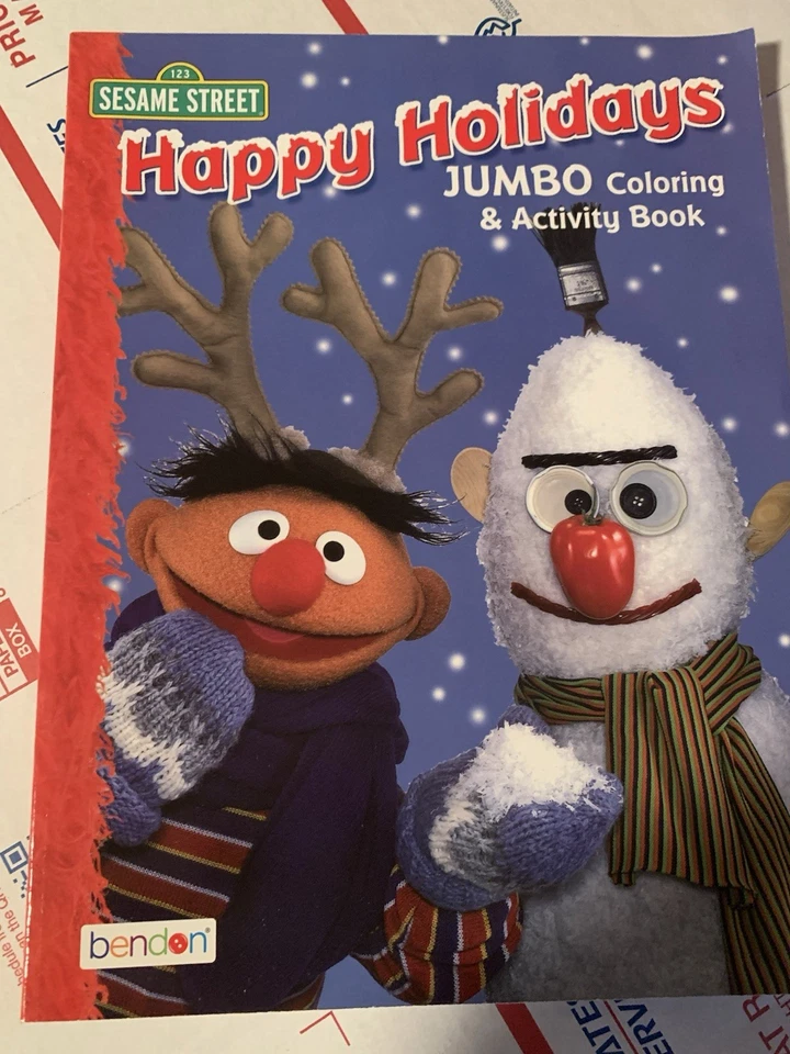*Sesame Street Happy Holidays Bert & Ernie Christmas Jumbo coloring  book New - Image 1 of 3