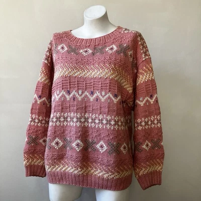 L.L. Bean | Vintage Chunk Knit Cottagecore Patterned Sweater - Image 1 of 4