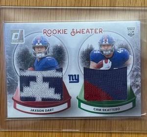 2025 DONRUSS JAXSON DART AND CAM SKATTEBO ROOKIE SWEATER FOOTBALL KARTE - Bild 1 von 2
