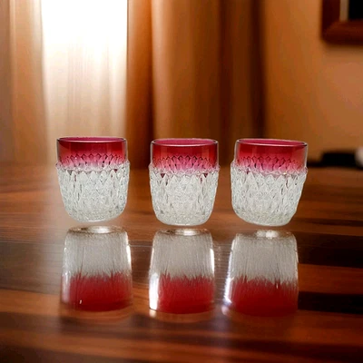 Vintage Indiana Glass Ruby Diamond Point Tumbler – Flat Drinking Glass - Image 1 of 4