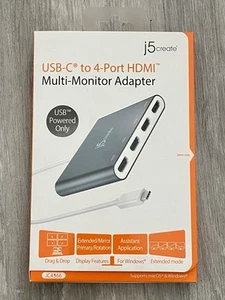 j5create JCA366-N USB-C to 4-Port HDMI Multi-Monitor Adapter - NIB - Zdjęcie 1 z 3