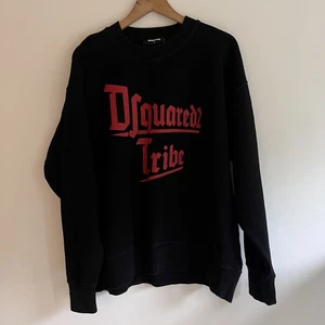Felpa Dsquared2 Tribe Nera Logo Rosso - Taglia S - Made in Italy - Prezzo consigliato £285+ - Foto 1 di 11
