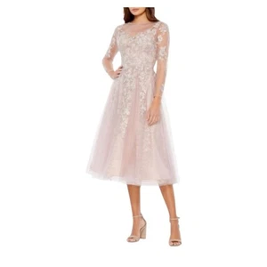 New | Mac DUGGAL 30681 Lace Tulle A Line Midi Dress in Vintage Lilac 16 - Picture 1 of 4